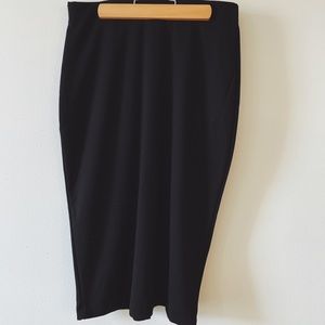 High Waist Black Midi Pencil Skirt